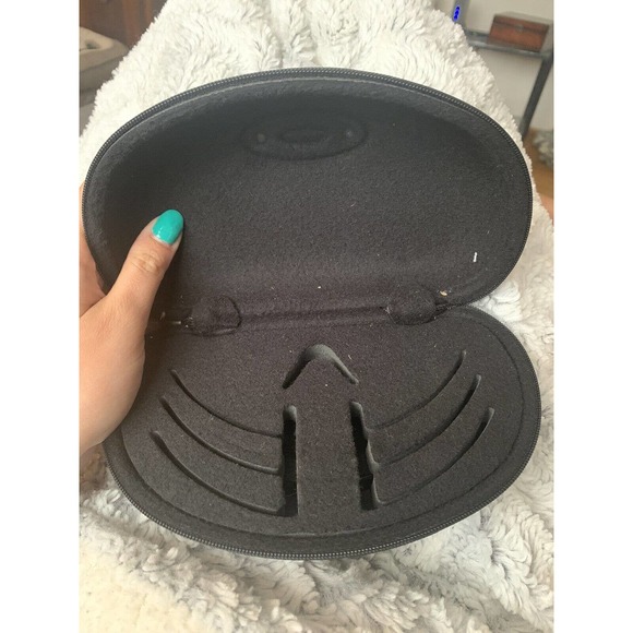 Empty Oakley Sunglass Hard Case Only Flak Jacket Black Zipper Cushioned SN GUC - Picture 3 of 3